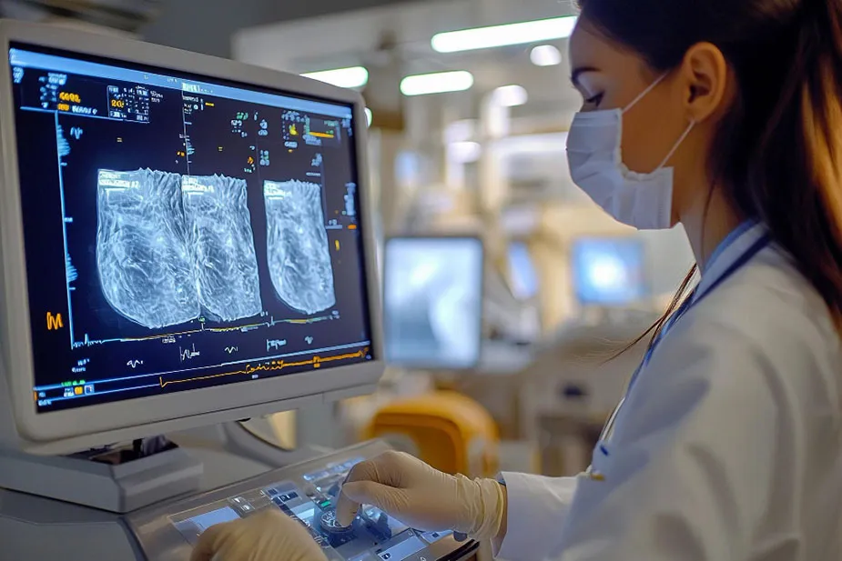 Medicinski radnik analizira mamografski snimak