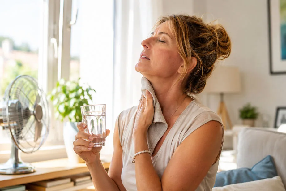 Menopauza i vrućina – valunzi tokom leta Žena se rashlađuje tokom valunga po velikoj letnjoj vrućini